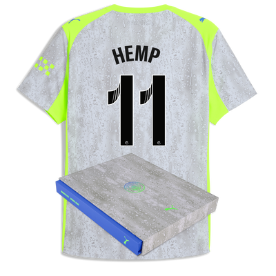 Camiseta auténtica tercera del Manchester City 2025/26 con HEMP 11 impresión en caja de regalo