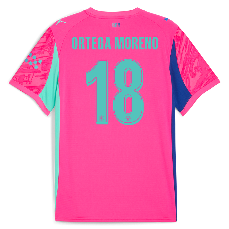 Man City Goalkeeper Jersey 2025/26 With ORTEGA MORENO 18 Printing pink - Check out all Manchester City t-shirts online - Official Manchester City FC store