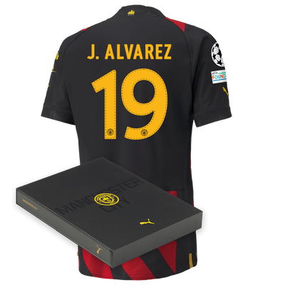 Manchester City Authentic Away Jersey 2022/23 with J. ALVAREZ printing in Gift Box