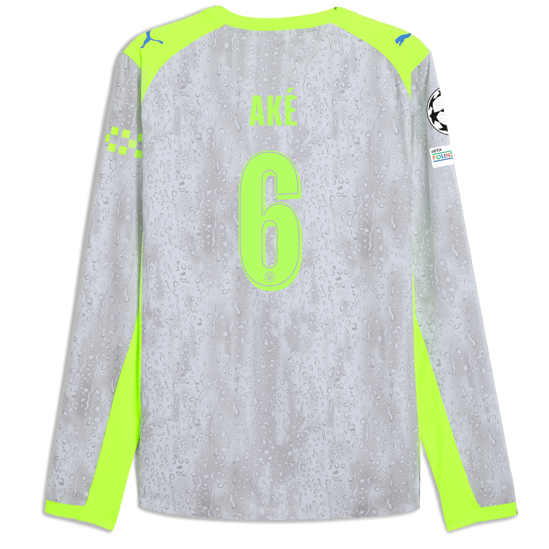 Man City 3rd Authentic Jersey 2025/26 Long Sleeve With AKÉ 6 Printing blue - Check out all Manchester City t-shirts online