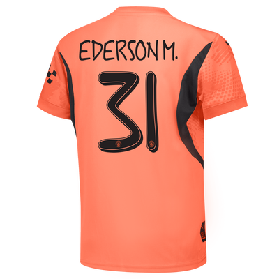 Kids' Manchester City Goalkeeper Jersey 2024/25 With EDERSON M. 31 Printing