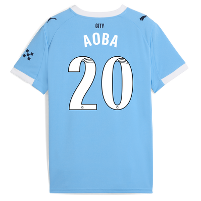 Kids' Manchester City Home Jersey 2025/26 With AOBA 20 Printing
