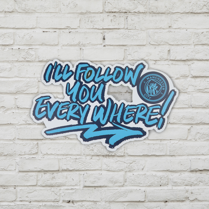 Man City x Murwalls  "I'll Follow You Everywhere!" Wallart blue   - Official Manchester City FC store