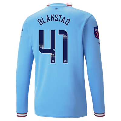 Manchester City Home Jersey 22/23 Long Sleeve with BLAKSTAD 41 printing