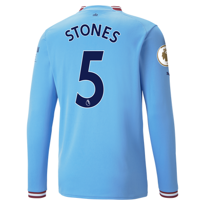 Manchester City Home Jersey 22/23 Long Sleeve with STONES 5 printing