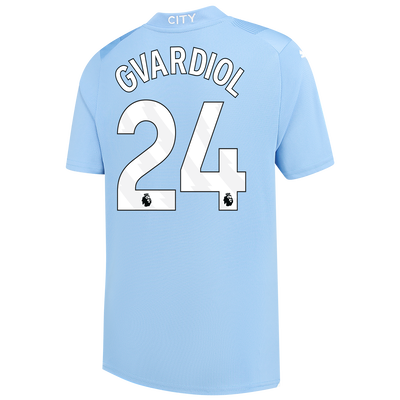 Kids' Manchester City Home Jersey 2023/24 with GVARDIOL 24 printing