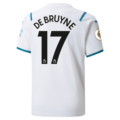 Kids Manchester City Away Shirt 21/22 with Kevin de Bruyne printing