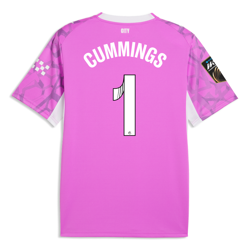 Manchester City keepersshirt voor dames 2026/27 met CUMINGS 1-bedrukking electric orchid-puma white -Bekijk alle Man City t-shirts online