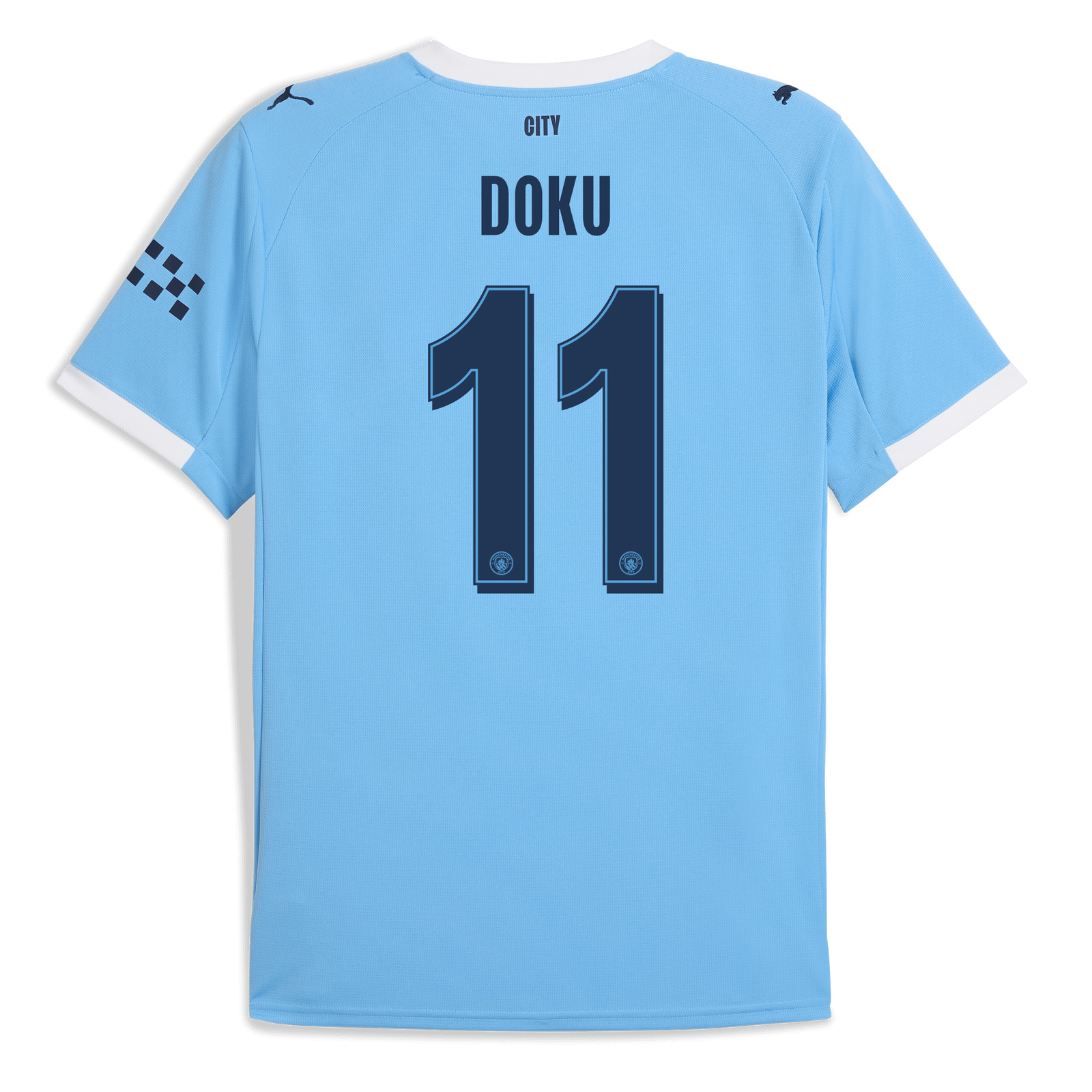Manchester City Home Jersey 2025/26 With DOKU 11 Printing