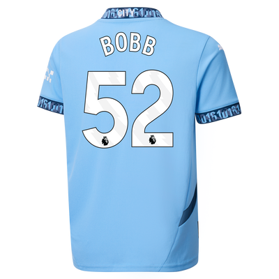 Kids' Manchester City Home Jersey 2024/25 With BOBB 52 Printing