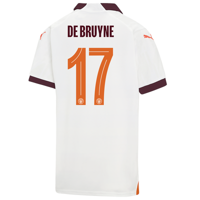 Kids' Manchester City Away Jersey 2023/24 with DE BRUYNE 17 printing