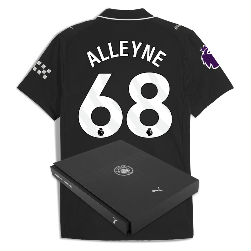 Man City Away Authentic Jersey 2025/26 With ALLEYNE 68 Printing in Gift Box black - Check out all Manchester City t-shirts online