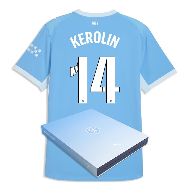 Man City Home Authentic Jersey 2026/27 With KEROLIN 14 Printing in Gift Box  blue-icy blue - Size M from polyester for males