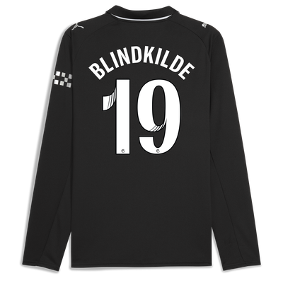 Manchester City Away Jersey 2025/26 Long Sleeve With BLINDKILDE 19 Printing