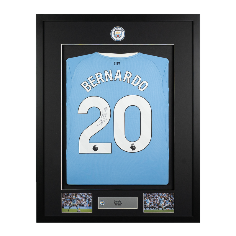Man City Bernardo Framed Signed Home Shirt 2025/26 blue - Check out all Manchester City gifts online - Official Manchester City FC store