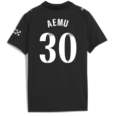 Kids' Manchester City Away Jersey 2025/26 With AEMU 30 Printing