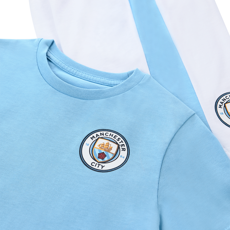 MCFC KIDS 24/25 SS KIT SHORT PJS - team light blue