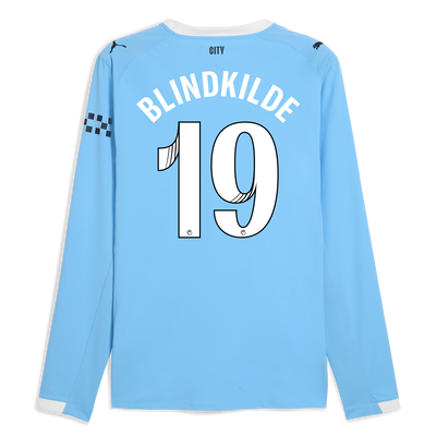 Manchester City Authentiek Thuisshirt 2025/26 met lange mouwen en BLINKDKILDE 19 bedrukking