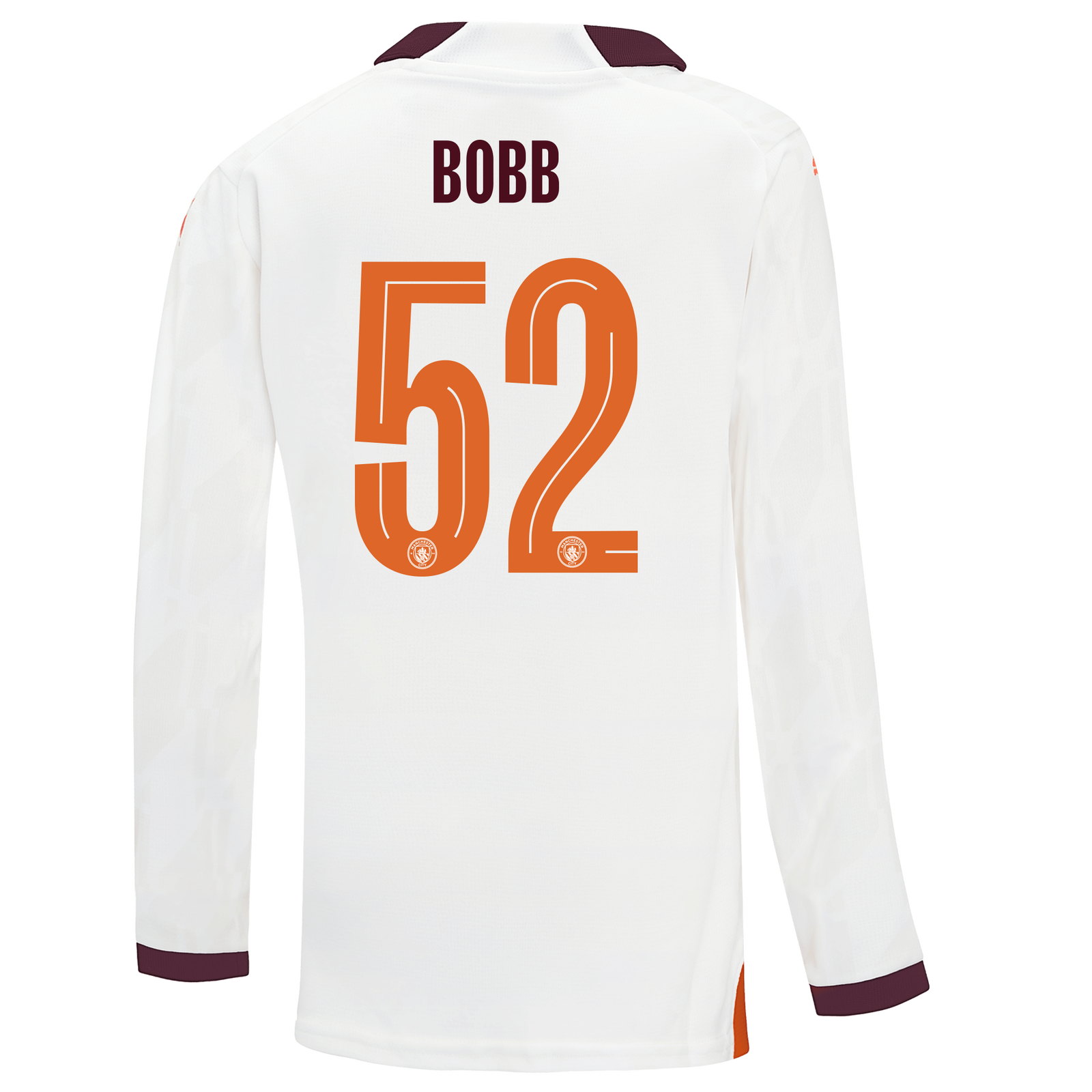 Kids' Manchester City Away Jersey 2023/24 long sleeve with BOBB 52