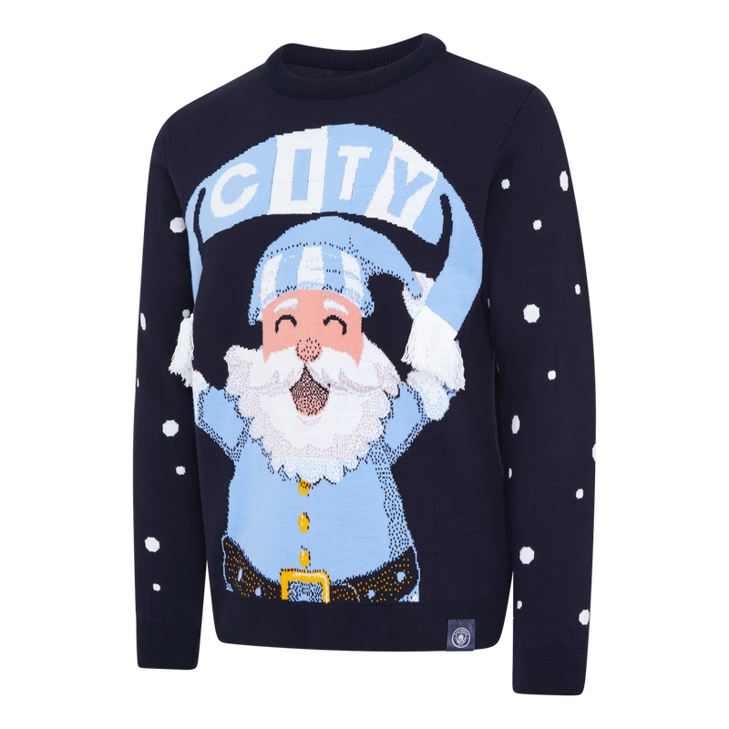 MCFC FW MENS SANTA SCARF XMAS JUMPER - navy