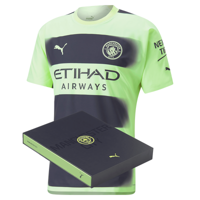Camiseta auténtica de la 3ª Equipación 2022/23 Manchester City en caja de regalo