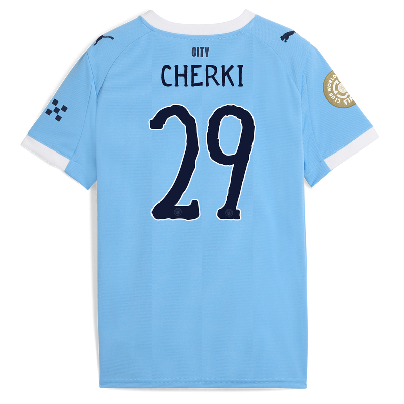 Kids' Man City Home Jersey 2025/26 With CHERKI 29 Printing  blue - Check out all Manchester City t-shirts online - Official Manchester City FC store