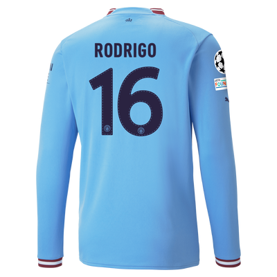 Manchester City Home Jersey 22/23 Long Sleeve with RODRIGO 16 printing