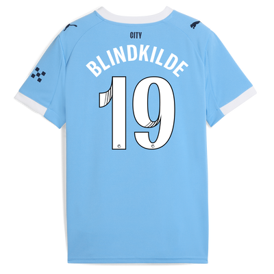 Kids' Manchester City Home Jersey 2025/26 With BLINDKILDE 19 Printing