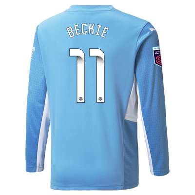 Kids Manchester City Home Shirt Long Sleeve 21/22 with Janine Beckie printing