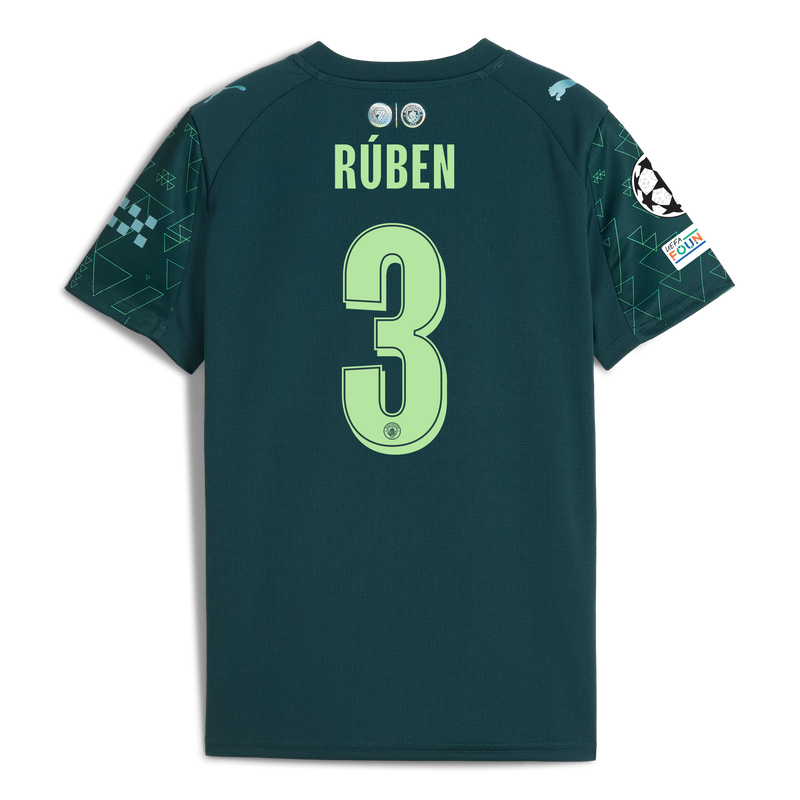 Kids' Man City EA SPORTS FC Jersey 2025/26 With RÚBEN 3 Printing green - Check out all Manchester City t-shirts online - Official Manchester City FC store
