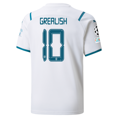 Kids Manchester City Away Shirt 21/22 with Jack Grealish printing