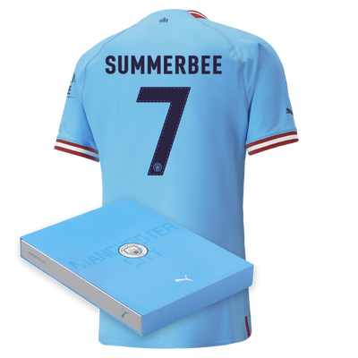 Manchester City Authentic Home Jersey 2022/23 with SUMMERBEE 7 printing in Gift Box
