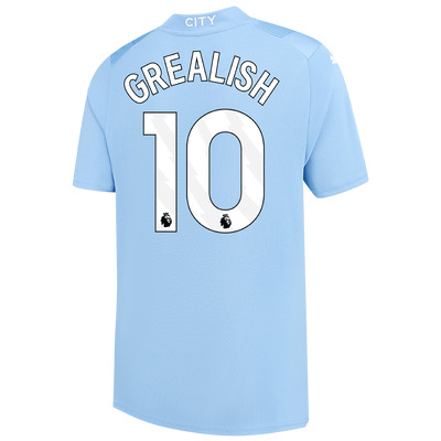 Kids' Manchester City Home Jersey 2023/24 with GREALISH 10 printing