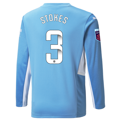 Kids Manchester City Home Shirt Long Sleeve 21/22 with Demi Stokes printing