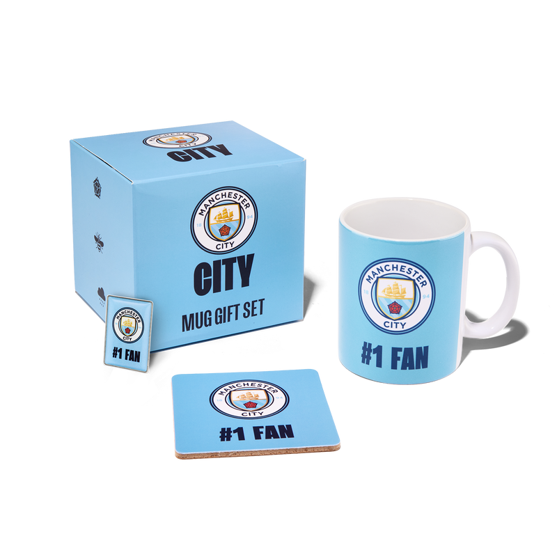 MCFC MUG, PIN, COASTER GIFTSET - blue