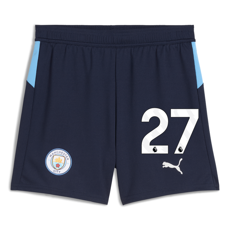 Kids' Man City Football Shorts 2025/26 with #27 navy unisex - Size 13/14 from polyester  - Official Manchester City FC store