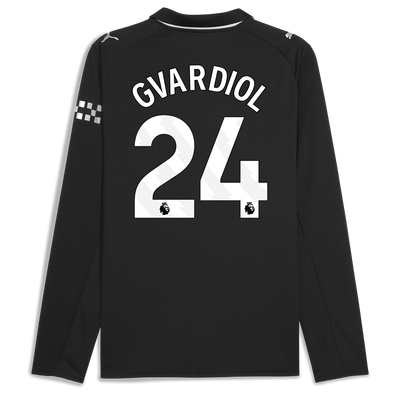 Manchester City Away Jersey 2025/26 Long Sleeve With GVARDIOL 24 Printing