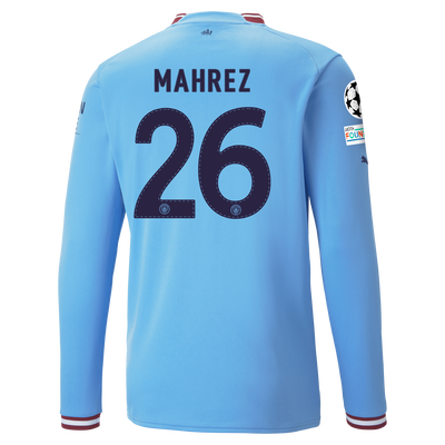 Manchester City Home Jersey 22/23 Long Sleeve with MAHREZ 26 printing