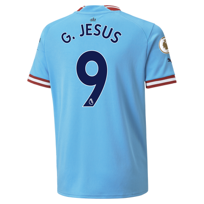 Kids' Manchester City Home Jersey 22/23 with G JESUS 9 printing