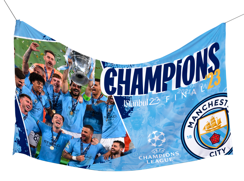 MCFC FW UCL PLAYER FLAG - blue
