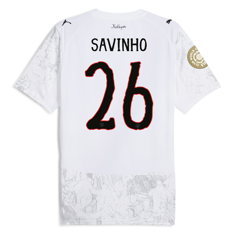 Man City KidSuper Jersey 2025/26 With SAVINHO 26 printing white - Size S from polyester for males  - Official Manchester City FC store