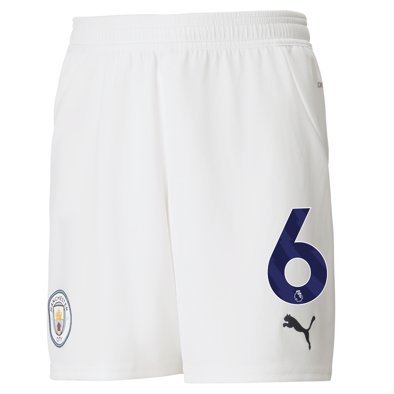 Kids' Man City Football Shorts 24/25 with #6 white unisex - Size 13/14 from polyester  - Official Manchester City FC store