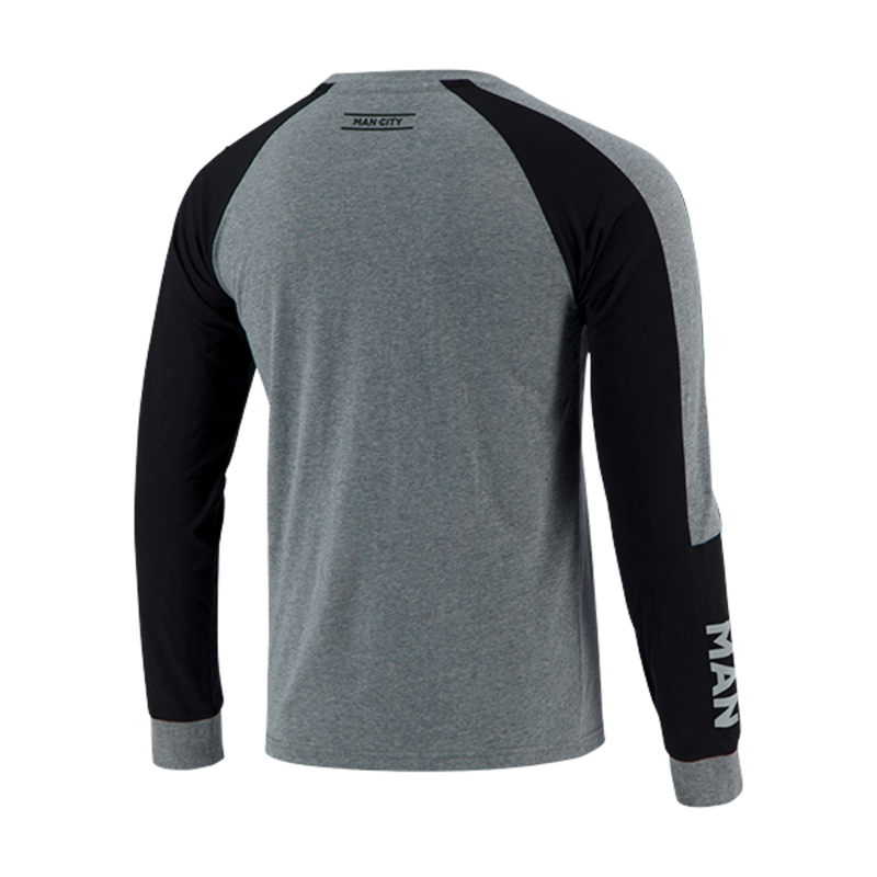 MCFC MENS PANELLED LS TEE - grey / black