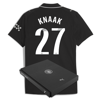 Manchester City Away Authentic Jersey 2025/26 With KNAAK 27 Printing in Gift Box