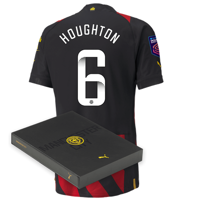 Camiseta Authentic 2ª Equipación Manchester City 2022/23 con estampado de HOUGHTON en caja de regalo