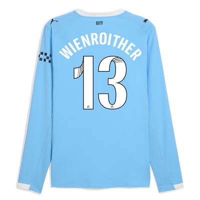 Manchester City Home Authentic Jersey 2025/26 Long Sleeve With WIENROITHER 13 Printing