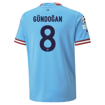 Kids' Manchester City Home Jersey 22/23 with GÜNDOĞAN 8 printing