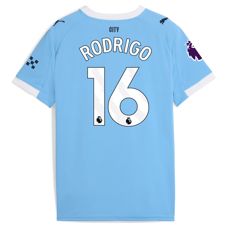 Kids' Man City Home Jersey 2025/26 With RODRIGO 16 Printing  blue unisex - Size 7/8 from polyester  - Official Manchester City FC store