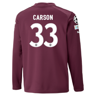 Kids Manchester City Keepershirt 2022/23 met lange mouwen en met CARSON 33 bedrukking