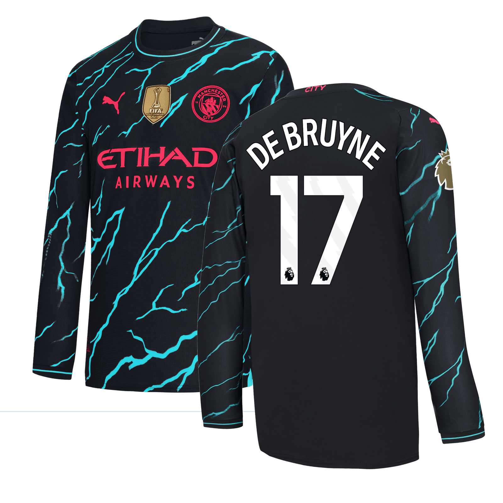 Manchester City Third Jersey 2023/24 Long sleeve with DE BRUYNE 17 printing